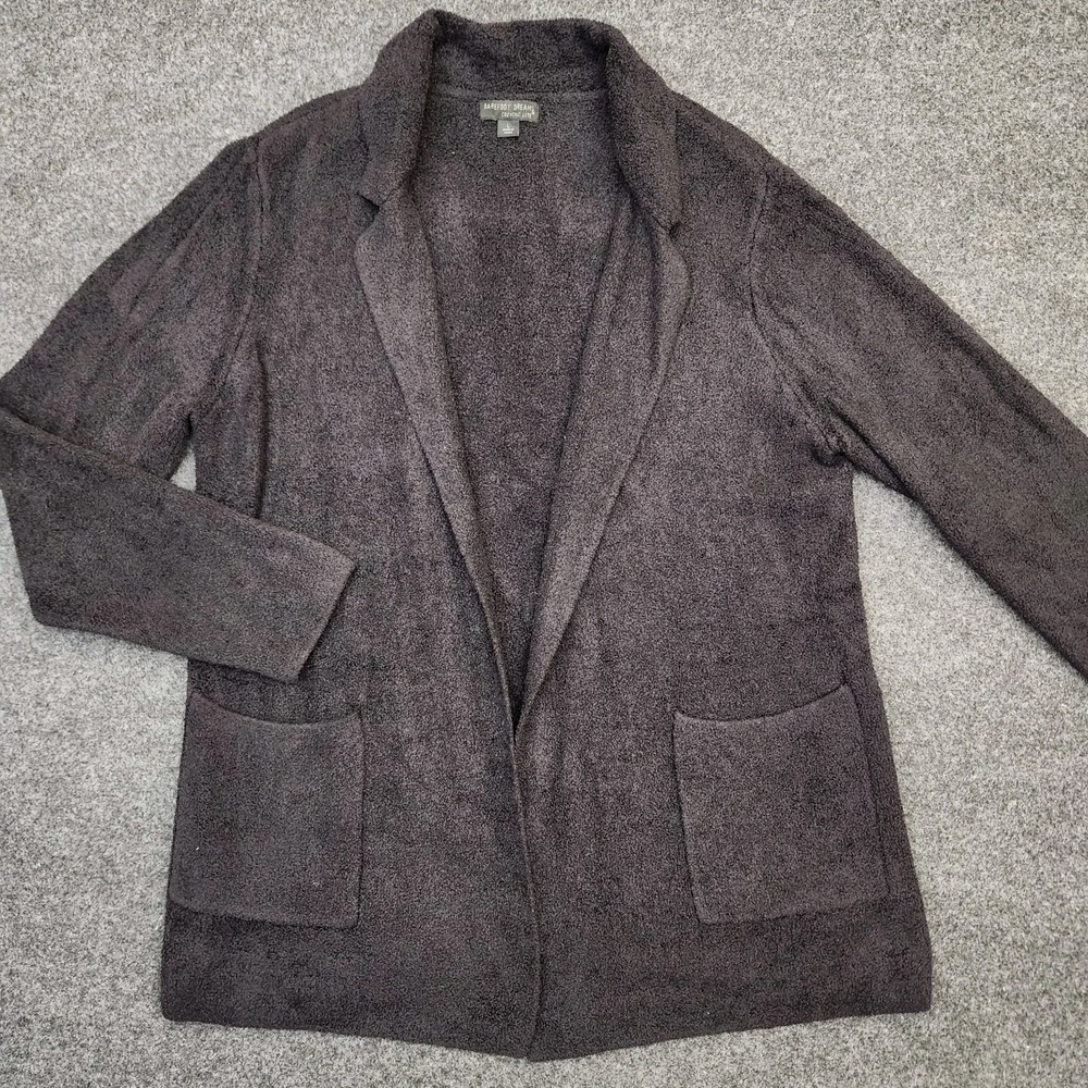 Barefoot Dreams Cozychic Lite Womens Large Black Cardigan Open Front Sweater